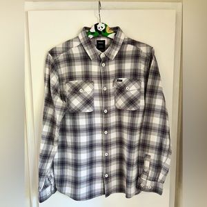 RVCA GREY/WHITE FLANNEL SHIRT SIZE LARGE. GREAT CONDITION